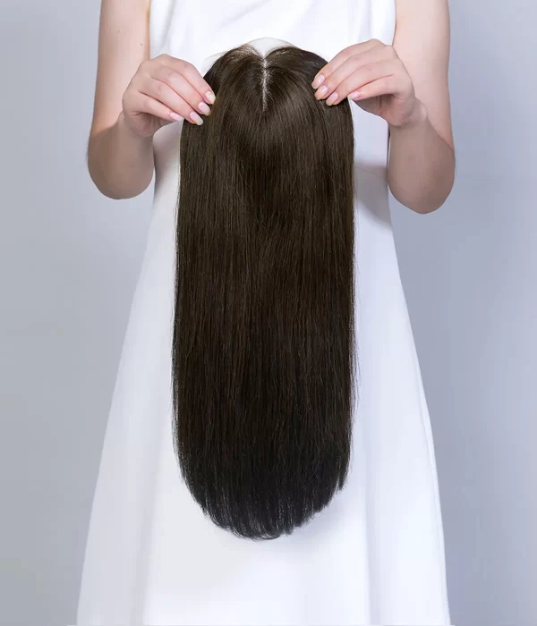 Justine - 6"x7" Full Silk Base European Human Hair Topper | 100% Handtied | European Hair Topper - Image 5