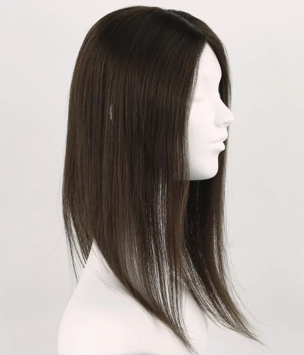 Anne - 6"x6" Silk Part Human Hair Topper with Full Hand-tied Fish Net Around | Micro Line Topper | Hair Loss Integration System - Image 2
