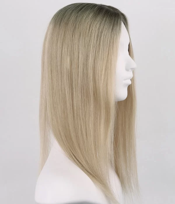 Anne - 6"x6" Silk Part Human Hair Topper with Full Hand-tied Fish Net Around | Micro Line Topper | Hair Loss Integration System - Image 3